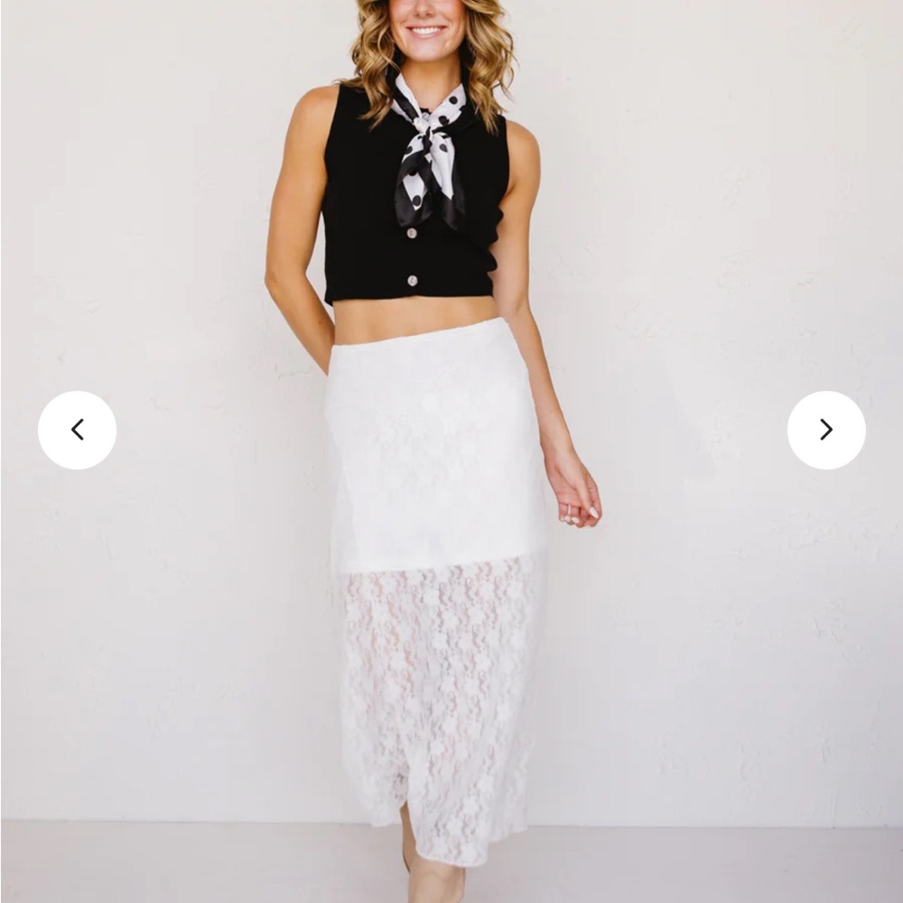 Vestique White Lace Midi Skirt